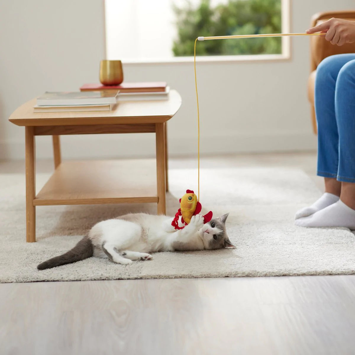 Flower & Koi Fish Teaser Cat Toy with Catnip