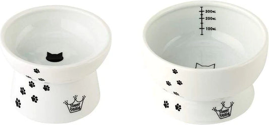 Ceramic Elevated Cat Food & Water Bowl Set