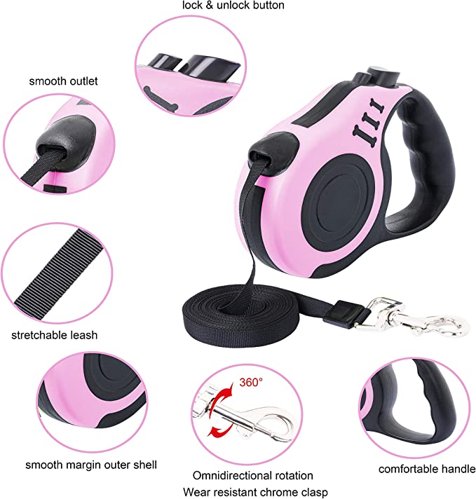 PETIMP Retractable Dog Leash Lightweight Portative 16FT Leash